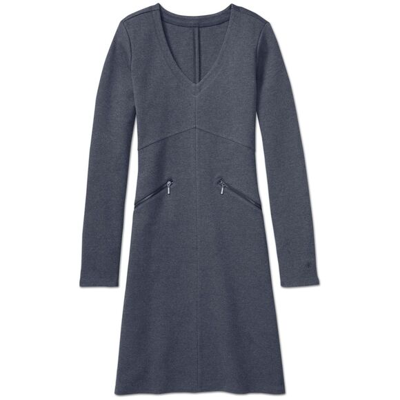 Athleta Ponte Casual Gray Knee Length Knit Travel Dress with Pockets Medium - Picture 3 of 9